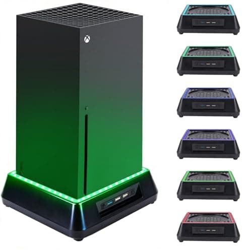 Cooling Fan Stand Dock for Xbox Series X, TechKen 3 Level Speed Fan Adjustable 7 Mode Colorful LED RGB Light Dock (Small)