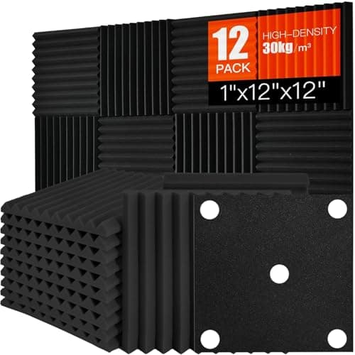Saiqiang Acoustic Foam Panels 12 Pack, 1"x12"x12", Sound Absorbing Panels Wedges Soundproof Sound Insulation Absorption for Home, Studio, Office,Acoustical Treatments