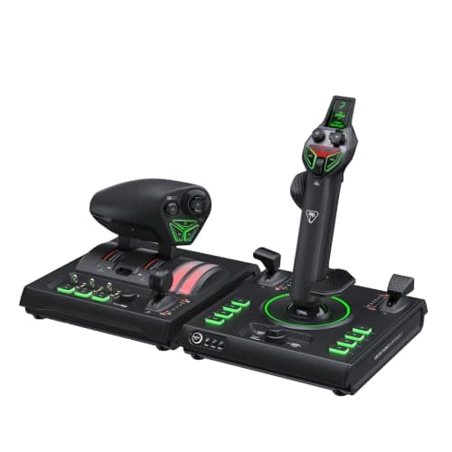Turtle Beach VelocityOne H.O.T.A.S. Flight Sim Controls for PC | Black, Flightstick II & Dual Throttle, 15 Hall-Effect Axes, 73 Programmable Inputs, Flight Management Display, RGB Lighting