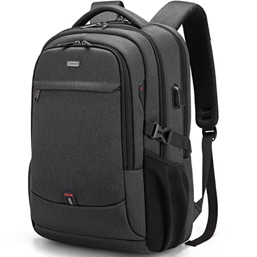 DUSLANG Travel Laptop Backpack, Work Bag Laptop Bag with USB Charging Port, Anti Theft Business Backpack, College School Rucksack for Men and Women, Fits 17 Inch, Black