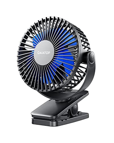 gaiatop Portable Clip on Fan, Mini Personal Rechargeable Fan Black Blue