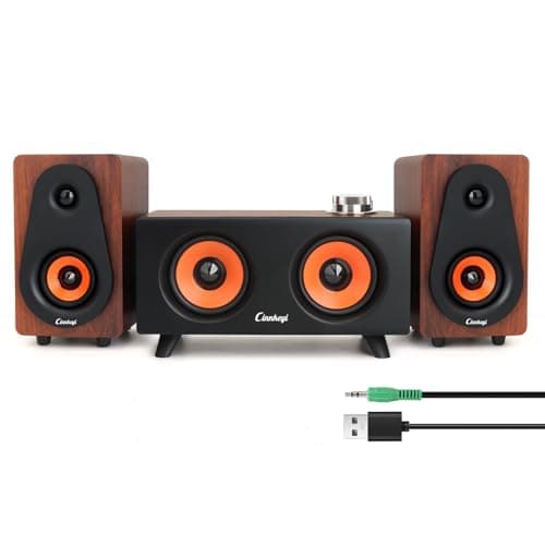 cinnkeyi Computer Speakers with Subwoofer, 3.5mm/USB Input 2.1 Pc Speakers with Subwoofer, PC/Line-In/Bluetooth Modes, Stereo Sound Ideal for Desktops and Laptops
