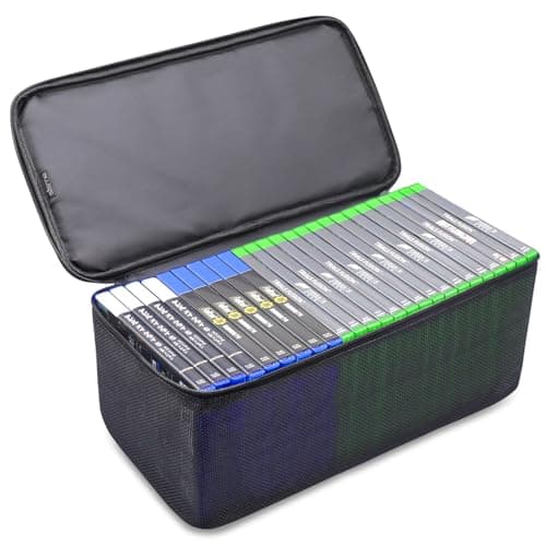 sisma Video Games Storage Case - Compatible with Xbox PS5 PS4, Holds Around 23-27 Game Discs, Games Holder Organiser Home Safekeeping Portable Travel Carrying Bag