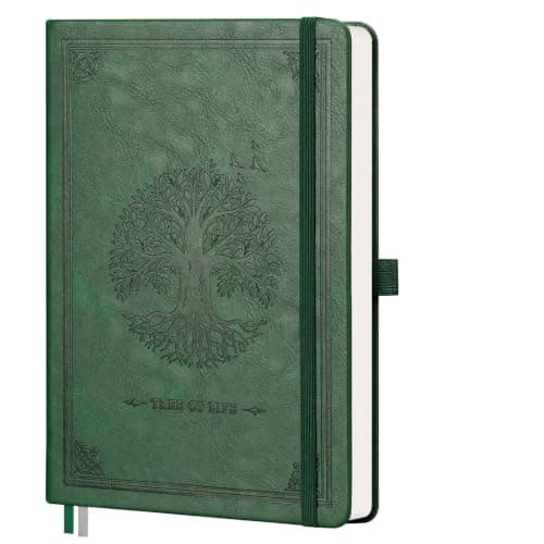 RETTACY A5 Lined Notebook Leather Hardcover Journal, 192 Pages, Dark Green