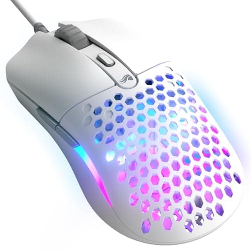GLORIOUS Model O Eternal - Souris RGB ultralégère Filaire - Poids Plume 55 g - Éclairage RGB Changeable - 6 Boutons programmables - Design symétrique - Capteur Optique 12K DPI - PC/Mac - Blanc