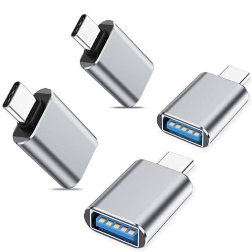 USB C to USB Adapter 4 Pack, USBC Male to USB A Female 3.0 OTG Adapter, Type C Converter for MacBook Pro, Mac Mini, iPhone16 15 Series, iPad 10 11, Dell XPS, Samsung Galaxy S25 and More Type C Devices