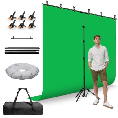 EMART 8.5x8.5ft Large Green Screen Backdrop Kit, 8.8x7.5FT T-Shape Stand