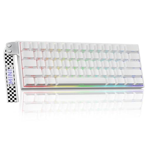 AULA MINI60 Wireless Gaming Keyboard,BT5.0/2.4GHz/Wired,Hall Effect Magnetic Switches,0.01mm RT Accuracy,Adjustable Actuation,8KHz Polling,RGB,WEB Driver,60% Percent Mechanical Keyboard (White)