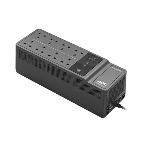 APC by Schneider Electric BACK-UPS ES - BE850G2-UK - Uninterruptible Power Supply 850VA (8 Outlets, Surge Protected, 2 USB Charging Ports), Black, Pack of 1