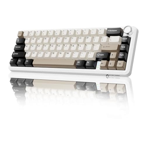 MAMBASNAKE X ATTACK SHARK X66 65% Wireless Mechanical Keyboard with Knob, 66 Keys Gasket Hot Swap RGB Gaming Keyboard 60 Percent, BT/2.4G/USB-C, Linear Switch, PBT Keycaps - White Cheese