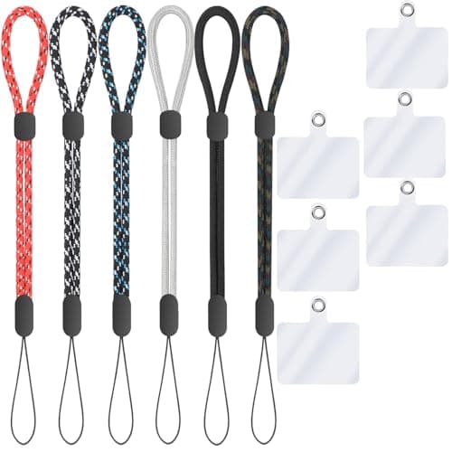 FgofhFu 6PCS Adjustable Wrist Strap Hand Lanyard with Movable Button 6pcs Tether Tabs for Cellphone,Phone,Camera,GoPro, PSP, Flashlight,Keys, Keychains, USB Flash Drives and More Device, Multi-Color