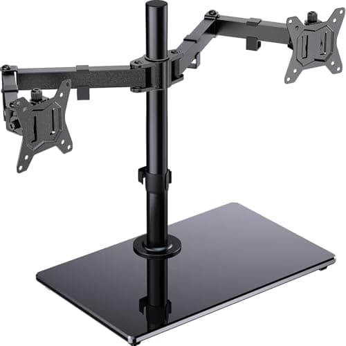 ErGear Dual Monitor Stand for 13"- 32" Screen, Freestanding Dual Monitor Arm Desk Mount with Sturdy Base, Adjustable Double Stand Hold 8KG/Arm Gaming