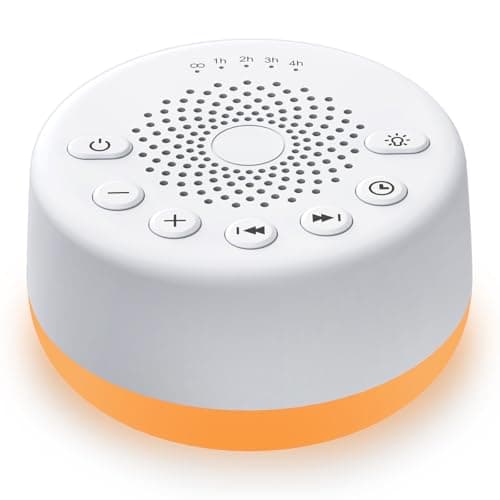 Easysleep Sound Machine White Noise Machine for Baby Adults Kids Sleeping with Night Light 25 Soothing Sounds 32 Volume 5 Timer Memory Function for Home Office Travel（White With Light）
