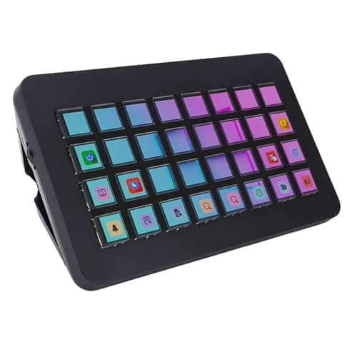 Tosuny 32 Key Programmable Macro Keyboard with LCD Visual Buttons, Customizable Stream Controller, Control Console for PC Game Live Streaming Content Creators (Black)