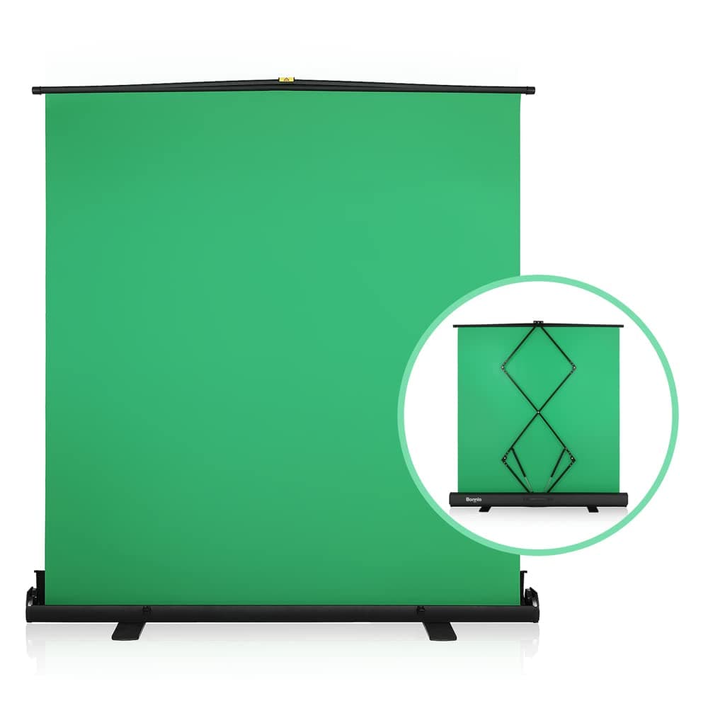 Bonnlo Green Screen Photography Backdrop Collapsible Chromakey Panel for Photography Shooting, Video and Streaming Portable and Pop Up Screen (169*200cm)