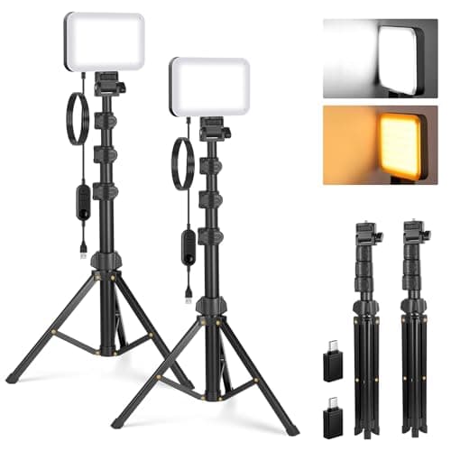 NEEWER BASICS 2 Pack LED Video Light Panel with 53" Tripod Stand Kit, BP132