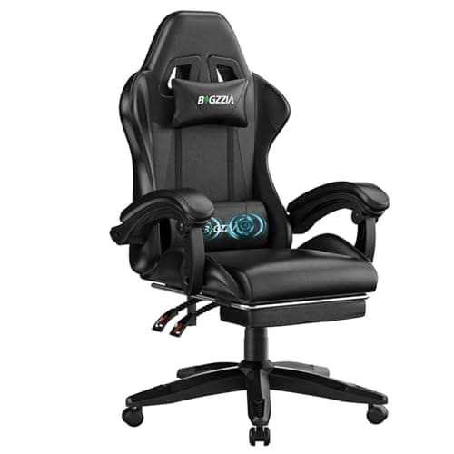 Bigzzia Gaming Chair with Massage Function Gamer Chair with Footrest