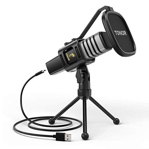 TONOR RGB USB Microphone, Cardioid Condenser Computer Mic, Pop Filter, for Conference, Gaming, Podcast, Chatting, Compatible with Laptop, Desktop PC, 200 cm Cable, with Desktop Stand, TC30