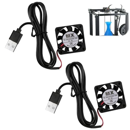 Pack of 2 Mini Cooling Fans, 40 x 40 x 10 mm DC 5V USB Small Quiet Fan 4010, Efficient Cooling for Electronic Devices, for 3D Printers, DVRs and Network Devices