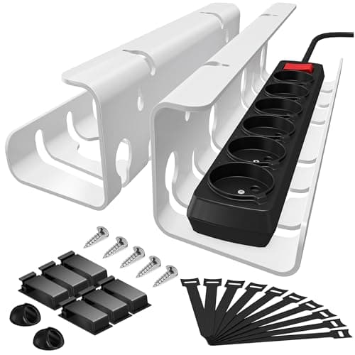 StowBin 2-Pack Metal Under Desk Cable Management Trays 44cm White