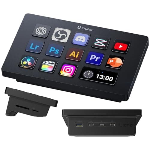 ULANZI D200X 8-in-1 Stream Controller with 3 Knobs & 14 LCD Customizable Macro Keys, Streamdeck with Docking Station, 4K HDMI, Audio Interfaces, USB-C (LCD Buttons, Mac/Windows)
