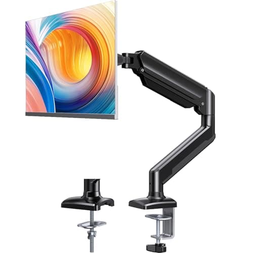 ErGear Single Monitor Arm Desk Mount for 13~34 Inches Screens, Height Adjustable Monitor Stand with Tilt, Swivel, Rotation, C-Clamp & Grommet Base, VESA 75 & 100 mm, Holds up to 10 kg Gaming