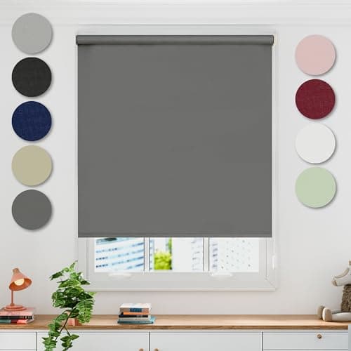 Emma Barclay Blackout Roller Blind in Charcoal Grey - Width 60 x Drop 165cm
