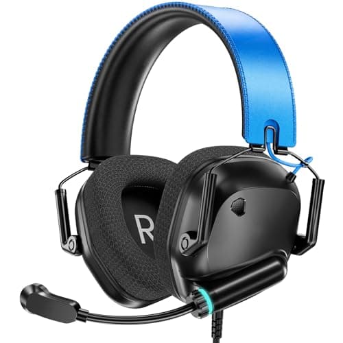Wired Gaming Headset with Noise Cancelling Mic, Stereo Gaming Headphones Compatible with PS5, PS4, Xbox Series X|S, PC, Switch, Comfortable Cushion Earmuffs