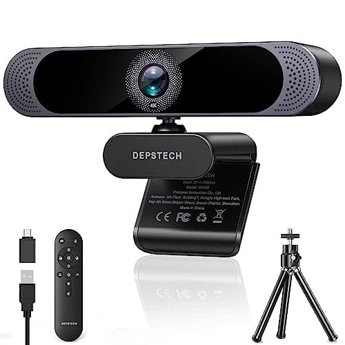DEPSTECH 4K Webcam, Ultra HD 1/2.55'' Sony Sensor 3X Digital Zoom Autofocus | Dual Noise-Canceling Microphones, Remote Control, 80° FOV, Streaming Webcam for PC Mac Laptop Video Call Zoom Skype Teams