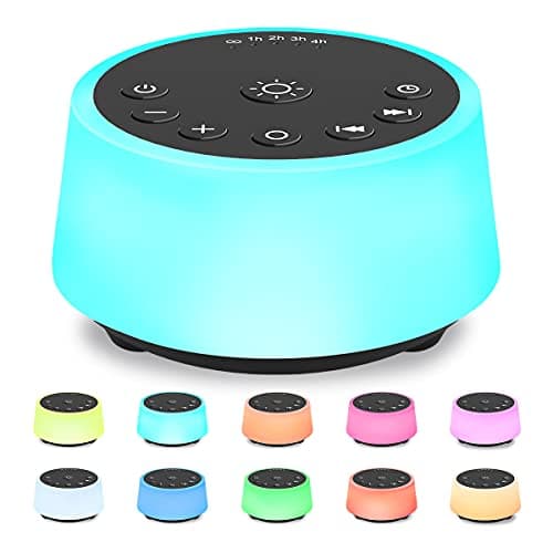 Color Noise Sound Machines with 10 Colors Night Light 25 Soothing Sounds and Sleep White Noise Machine 32 Volume Levels 5 Timers Adjustable Brightness Memory Function for Adults Kids Baby (Black)