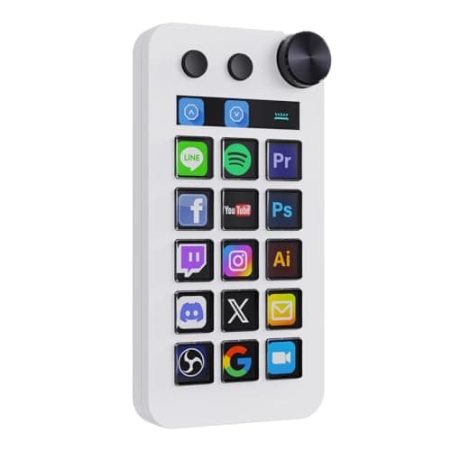 Basicolor N1 3-in-1 Macro Keypad:15 LCD Keys, Numpad&Calculator - Programmable Stream Controller Deck for Streaming, Work&Gaming, Studio Controller for Content Creation (Mac 14.0+/Win10+)-White