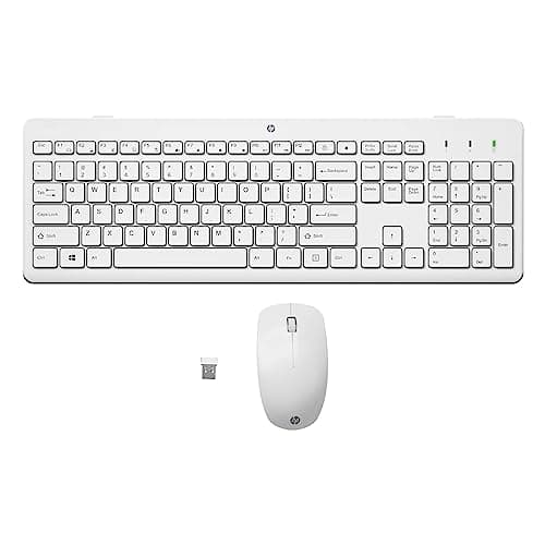 HP 230 Wireless Mouse and Keyboard Combo | Quiet and comfortable keystrokes | Number Pad | QWERTY UK Layout | 1600 DPI Optical Mouse Sensor | 2.4GHz Wireless USB dongle included | White