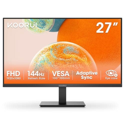 KOORUI 27 Inch Monitor, FHD 1080P, Gaming 144Hz, Hardware Anti-Blue Light