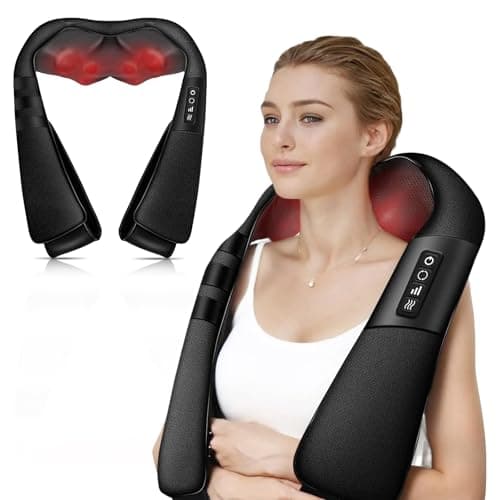 WERTYI Neck and Shoulder Massager with Heat, Deep Tissue 3D Kneading(Black)