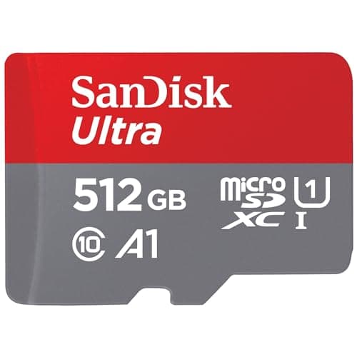 SanDisk 512GB Ultra microSDXC card + SD adapter, Memory card Full HD, up to 150 MB/s, For smartphones and Tablets, with A1 App Performance, UHS-I, Class 10, U1 | Adapter included, up to 150MB/s, UHS-I, U1, Class 10, A1, Full HD video