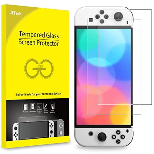 JETech Screen Protector for Nintendo Switch (OLED Model), 2-Pack | HD Clear, Tempered Glass Film, Anti-Scratch Glass