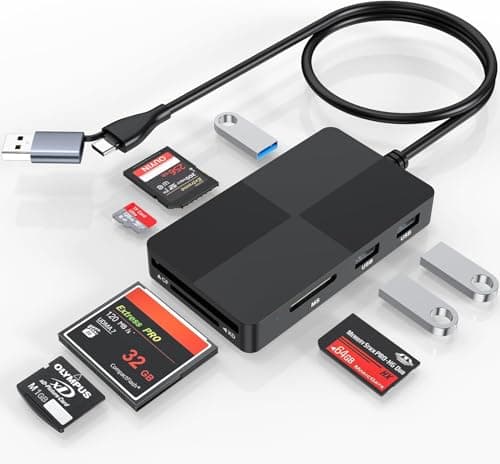 Memory Stick pro Duo Adapter Reader - 8 in 1 SD/TF/MS/CF/XD Card Reader for USB-C Device, USB A USB C Multi Memory Card Reader with 3 USB 3.0 Ports, XD Picture Card Reader