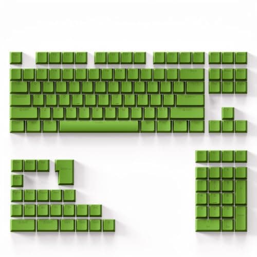 131 Keys PBT Keycaps Set, OEM Profile Double-Shot Injection Keycaps with Translucent Characters, PBT Backlit Keycap Set for 61/68/75/84/87/98/104 Layout Mechanical Keyboards (green)