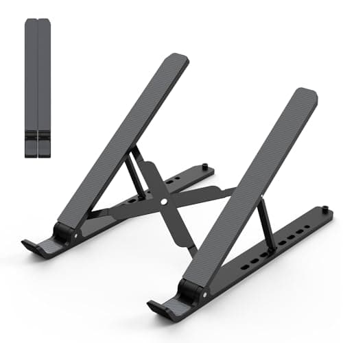 Tonmom Laptop Stand for Desk, Adjustable Laptop Riser-Black
