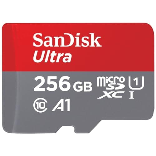 SANDISK Ultra microSD Card + Adapter 256GB, Up to 150MB/s Read Speeds | UHS-I, Full HD, C10, U1, A1, Ideal for Android Smartphones, Tablets, MIL cameras