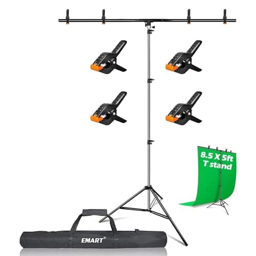 EMART T-shape Photography Backdrop Stand，5ft x 8.5ft Background Support Kit