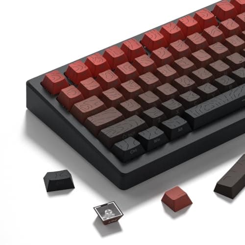 dagaladoo Red Black Topographic keycaps Line Backlit keycaps Shine Through Keyboard Keys Side Printed Key caps Cherry Profile keycap Set for 61/64/66/68/71/75/84/87 Mechanical Keyboards