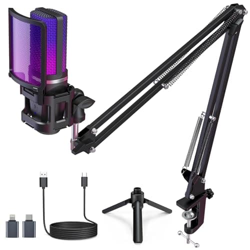 zealsound USB Microphone with Arm & Tripod, Condenser Mic for Podcast