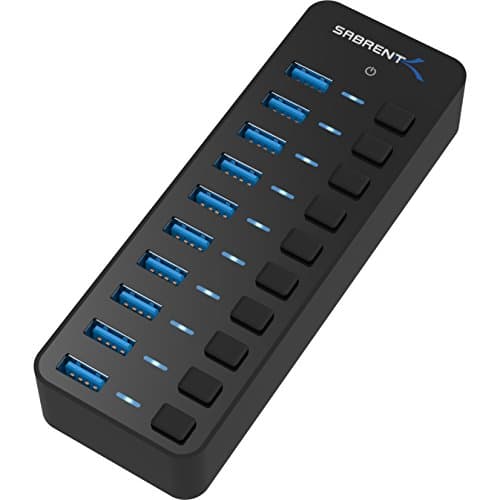 SABRENT USB Hub 10 Port Powered USB Docking Station 60W