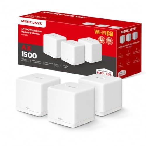 MERCUSYS Halo H60X (3-pack) AX1500 Whole Home Mesh WiFi 6 System, 1GB Ports