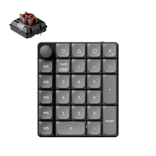 Keychron K0 Max Wireless Low-Profile Number Pad, QMK/Launcher Programmable Numpad, Hot-Swappable Brown Switch, RGB Backlit, 2.4GHz & Bluetooth 5.3, 1000Hz Numeric Keypad with Knob, for Windows/Mac