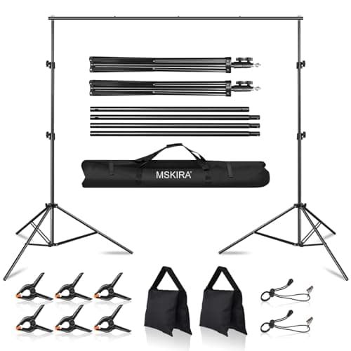 MSKIRA 10x7.5ft Photo Backdrop Stand, Adjustable Background Support Kit
