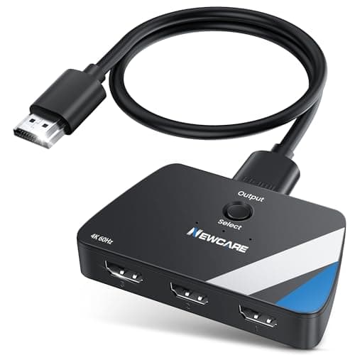 4K@60HZ HDMI Switch, HDMI Switch 3 in 1 out with 1.2M HDmi Cable, Support 3D, 1080P, HDCP2.2, HDR, Dobly, 3 Ports hdm-i switch for PS5,HDTV, Xbox,Roku, Fire Stick,DVD, Projectors