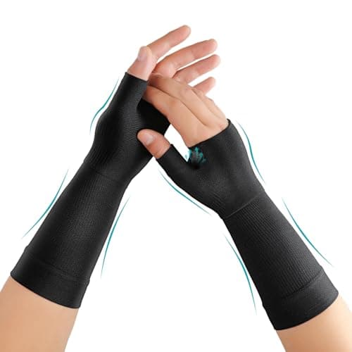 FORTEMOTUS Wrist & Thumb Support Compression Sleeves, Copper Infused CMC Thumb Support Sleeves Relief from Joint Pain, Tendonitis, Sprain, Hand Swelling, Right & Left Hand - 1 Pair, Large