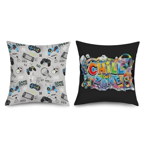 Joymaison 45x45 Pack of 2 Video Game Controller Throw Pillow Cushion Covers